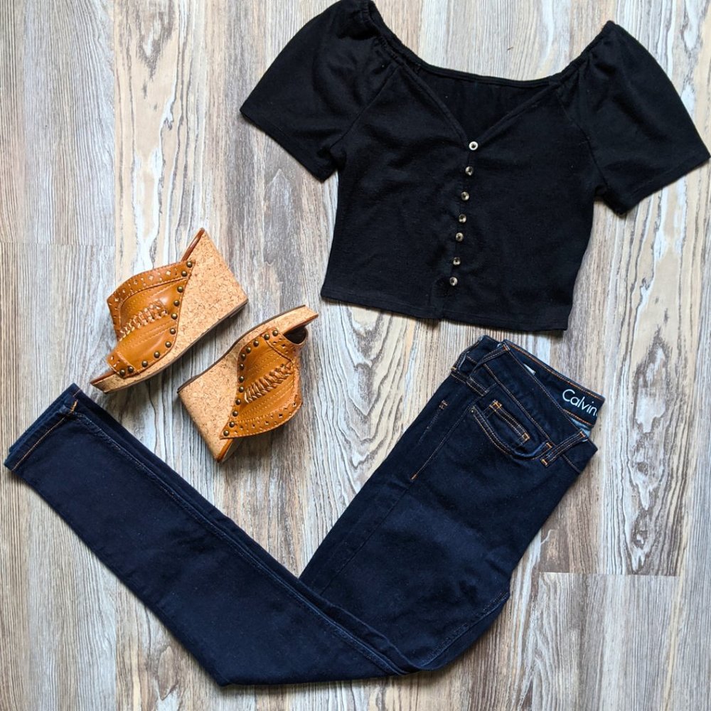 Calvin Klein Jeans / Size: 4 / Denim / Leggings / Brown Stitching